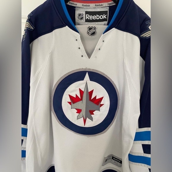 NHL WINNIPEG JETS * REEBOK White Blue Logo Jersey in XL - Picture 14 of 14